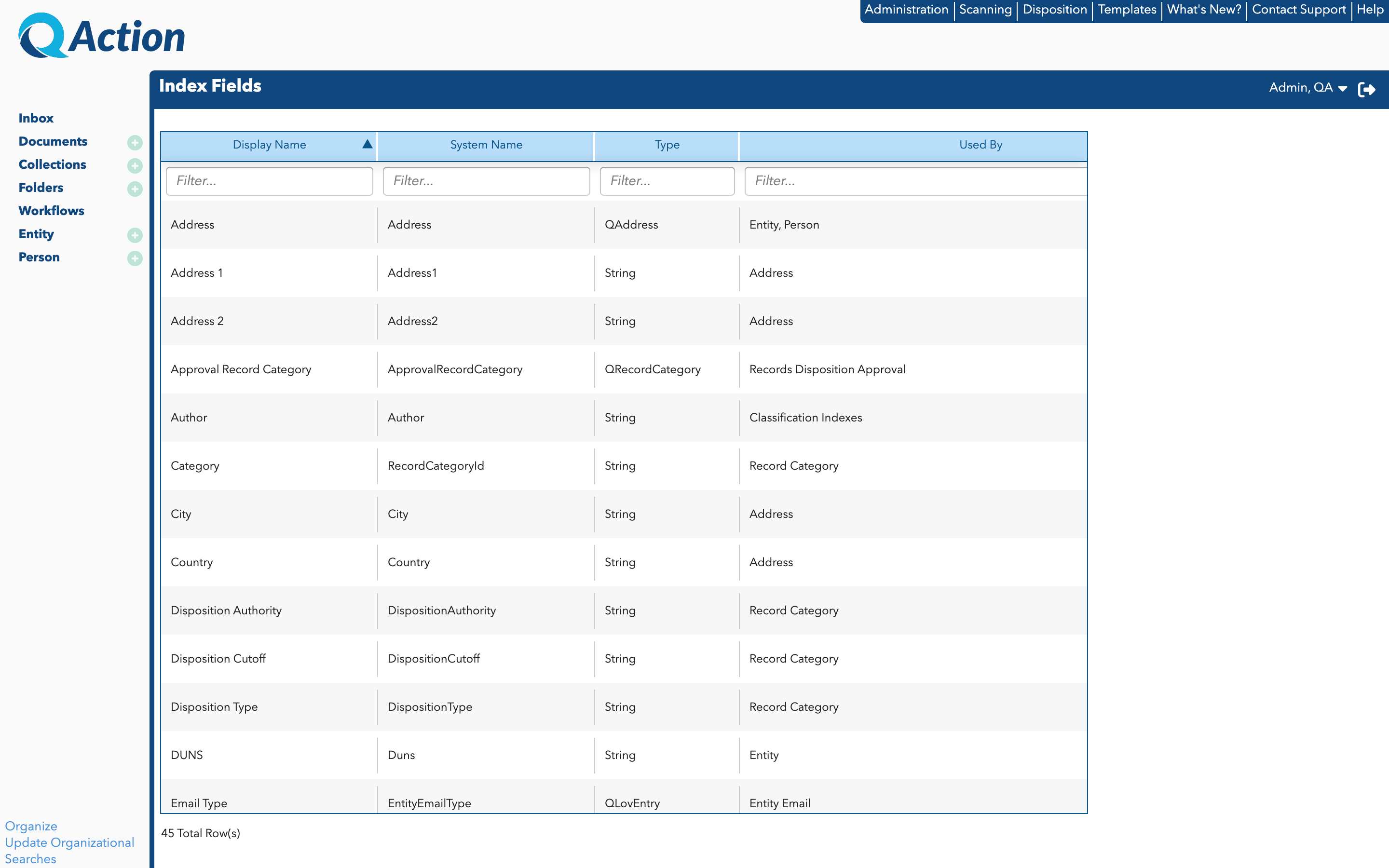 Add Index Field Window Add Index Field Window