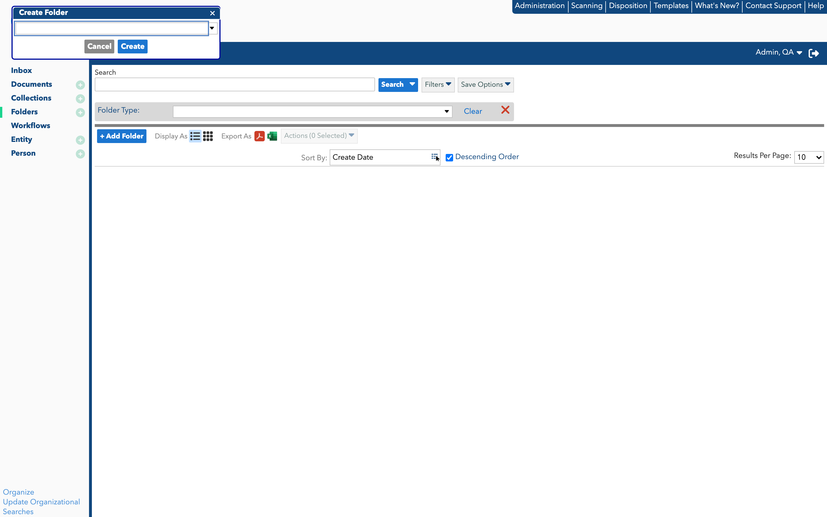 Create Folder Window - Timesheet Reporting Selected Create Folder Window - Timesheet Reporting Selected
